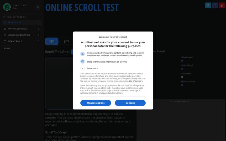 Screenshot of scrolltest.net