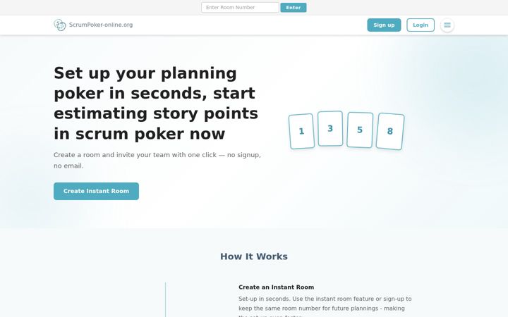 Screenshot of scrumpoker-online.org