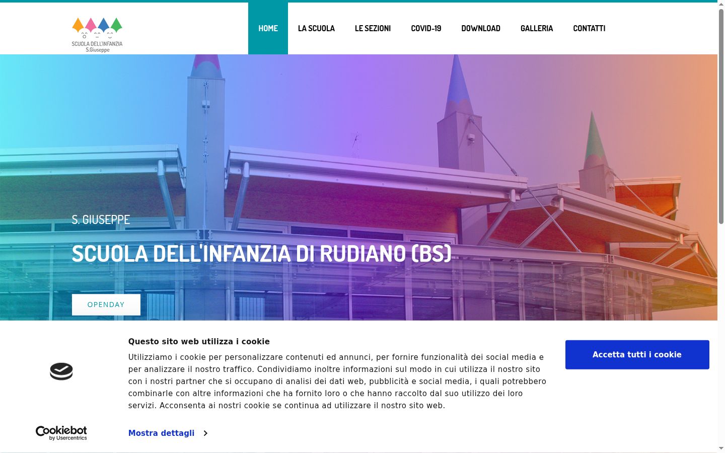 Screenshot del banner di consenso mostrato prima di qualsiasi interazione