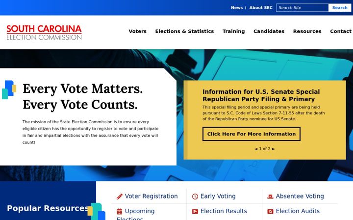 Screenshot of scvotes.gov