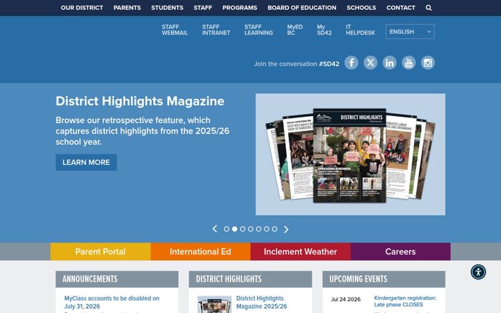 Screenshot of sd42.ca