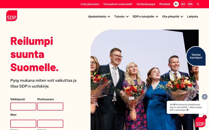 Skærmbillede af sdp.fi