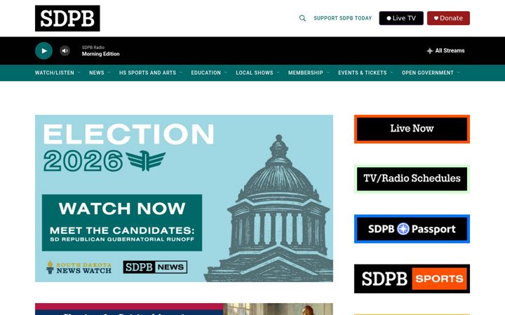 Screenshot of sdpb.org
