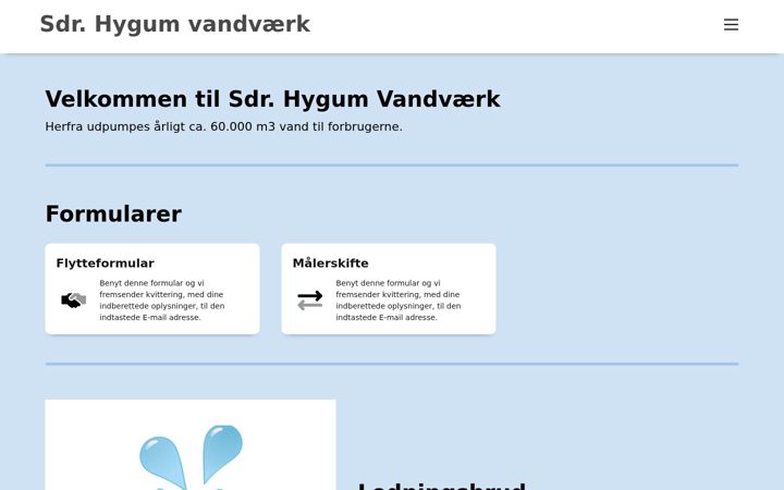 Screenshot of sdr-hygum-vand.dk