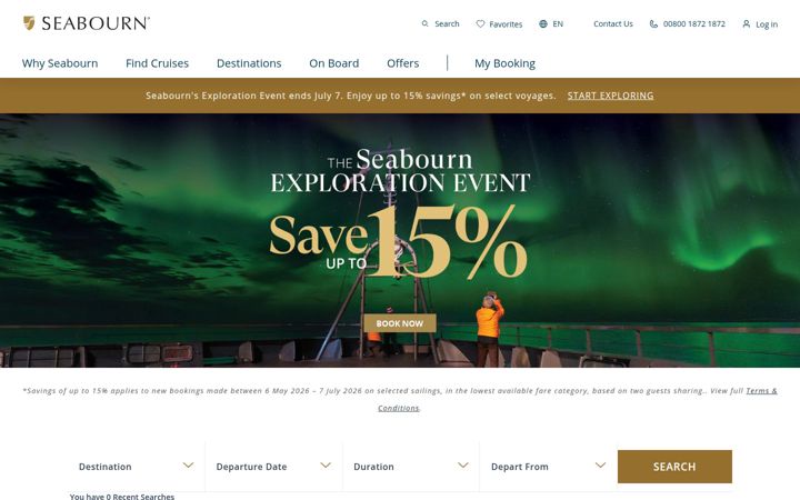Ekrānuzņēmums no seabourn.com