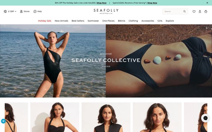 Captură de ecran a seafolly.com