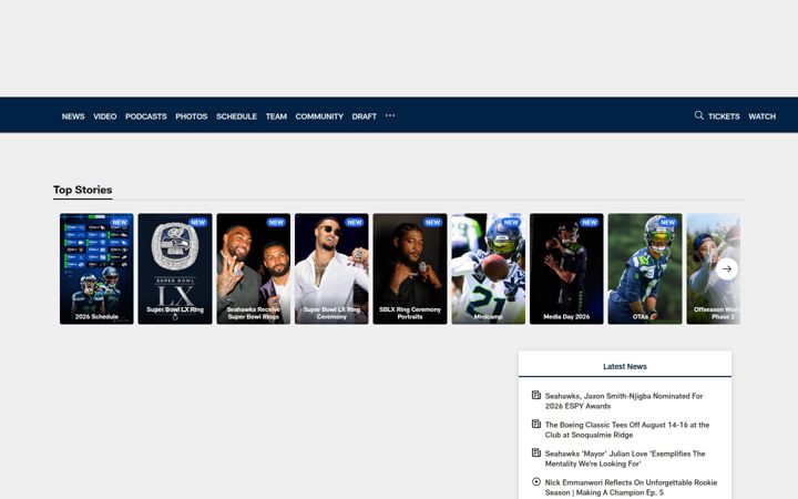 Screenshot von seahawks.com