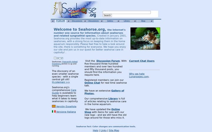 Screenshot of seahorse.org