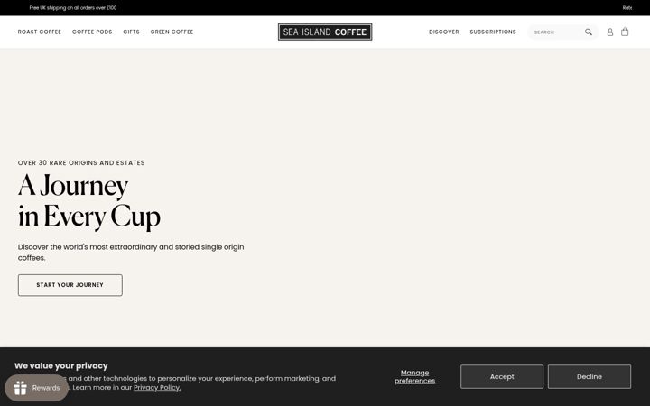 Screenshot of seaislandcoffee.com