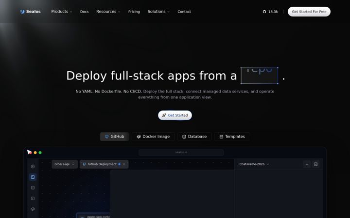 Screenshot of sealos.io