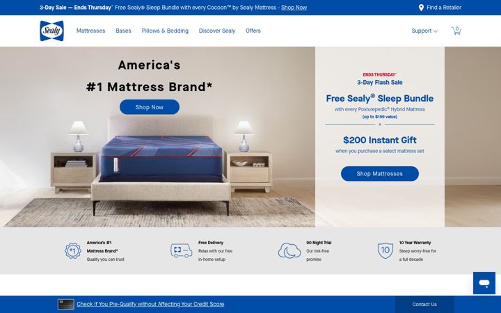 Screenshot of sealy.com