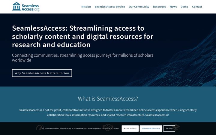 Screenshot von seamlessaccess.org