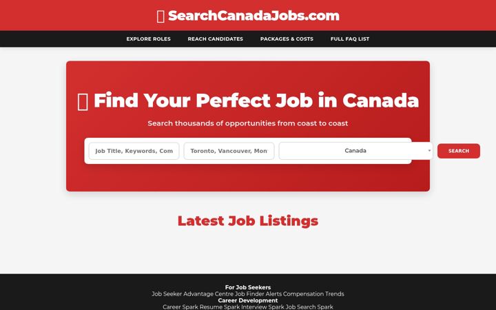 Screenshot ta' searchcanadajobs.com