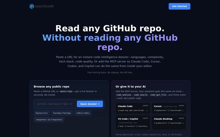 Screenshot of searchcode.com
