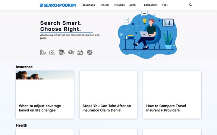 Skærmbillede af searchpodium.com