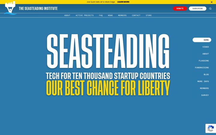 Screenshot von seasteading.org