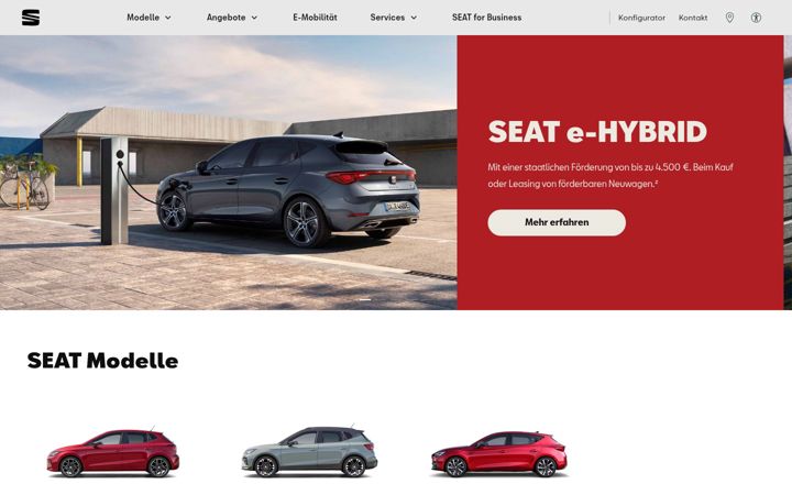 Screenshot of seat.de