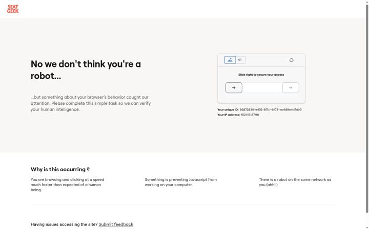 Screenshot of seatgeek.ca