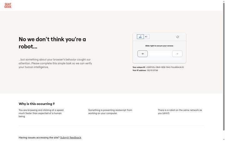 Screenshot di seatgeek.com