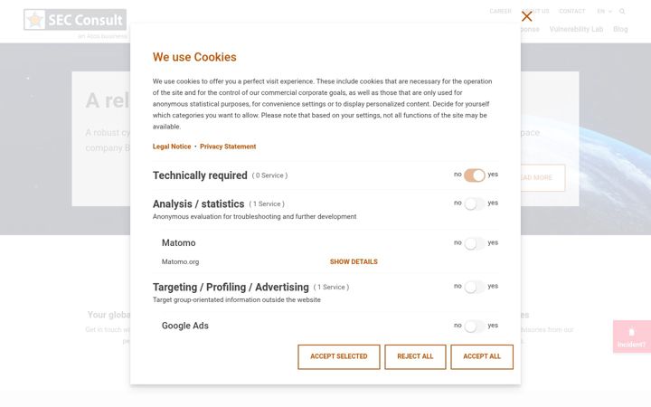 Screenshot of sec-consult.com