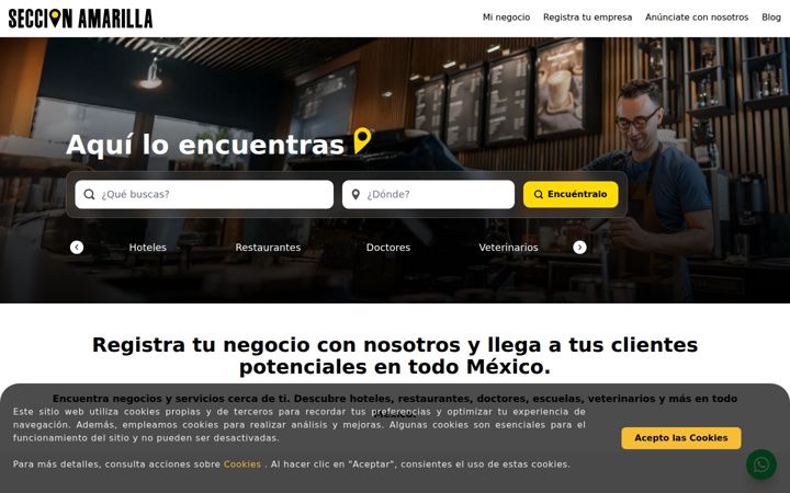 Screenshot of seccionamarilla.com.mx