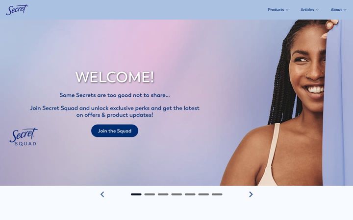 Screenshot of secret.com