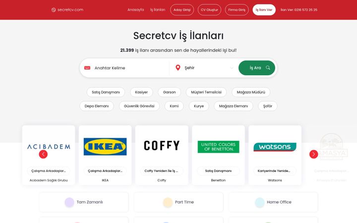 Screenshot of secretcv.com