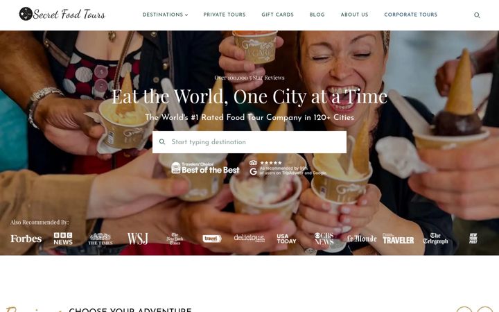 Screenshot of secretfoodtours.com