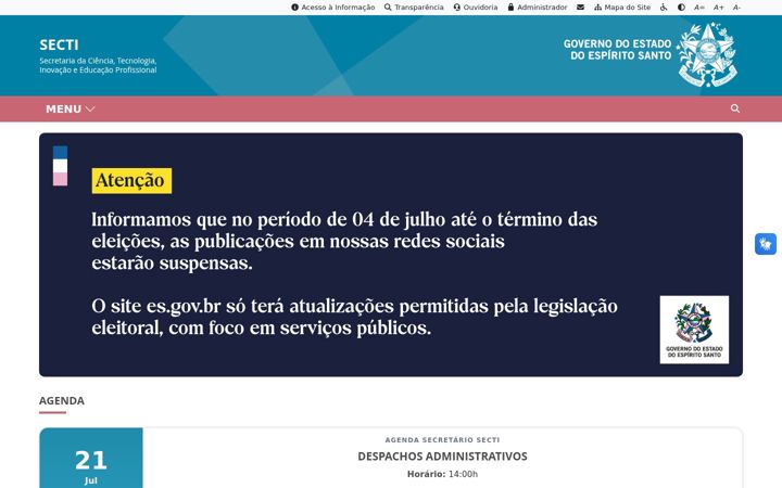 Screenshot of secti.es.gov.br