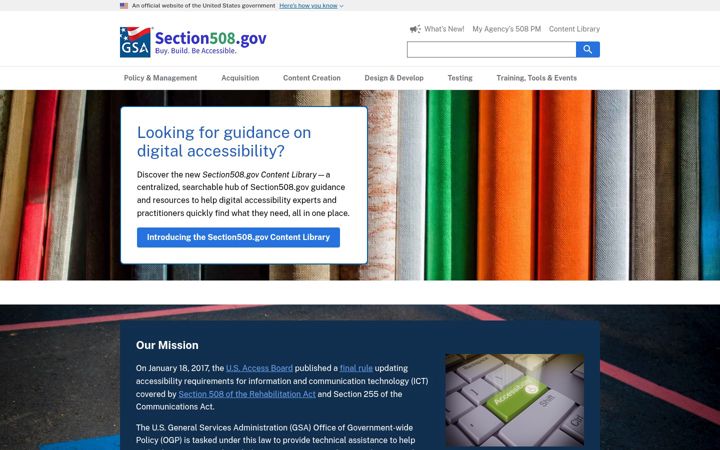 Screenshot ta' section508.gov