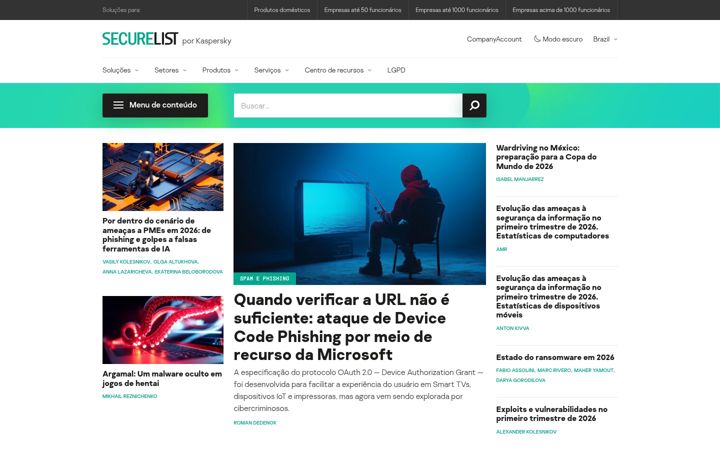 Ekrano kopija securelist.com.br