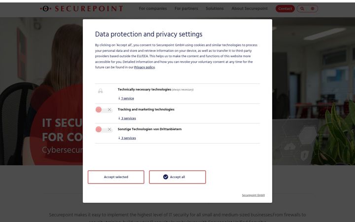 Screenshot stránky securepoint.de