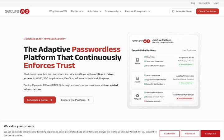 Screenshot of securew2.com