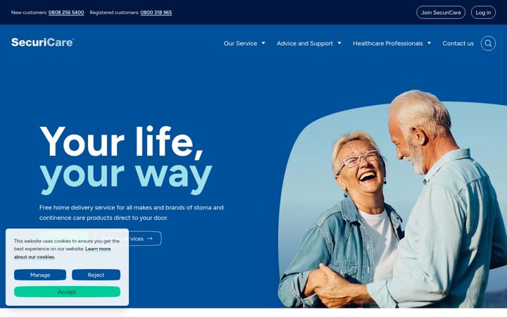 Ekrano kopija securicaremedical.co.uk