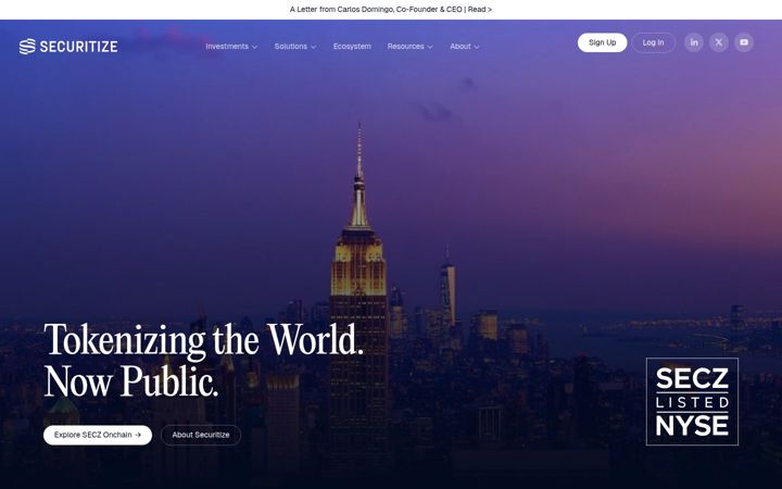 Screenshot of securitize.io