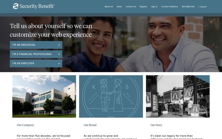 Captura de ecrã de securitybenefit.com