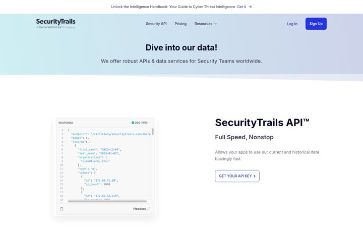 Ekraanipilt saidist securitytrails.com