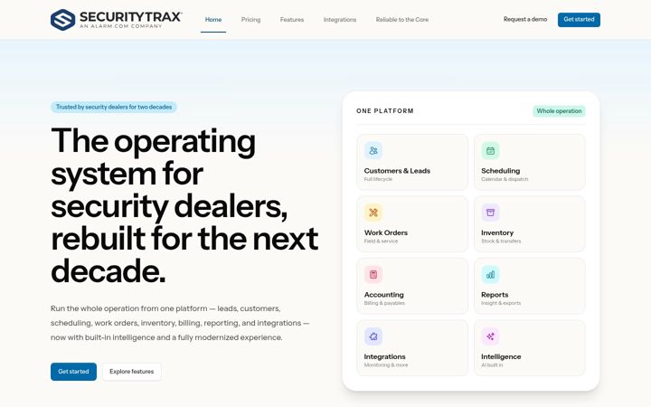 Screenshot of securitytrax.com