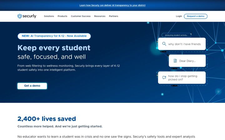 Screenshot von securly.com