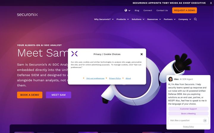Ekraanipilt saidist securonix.com