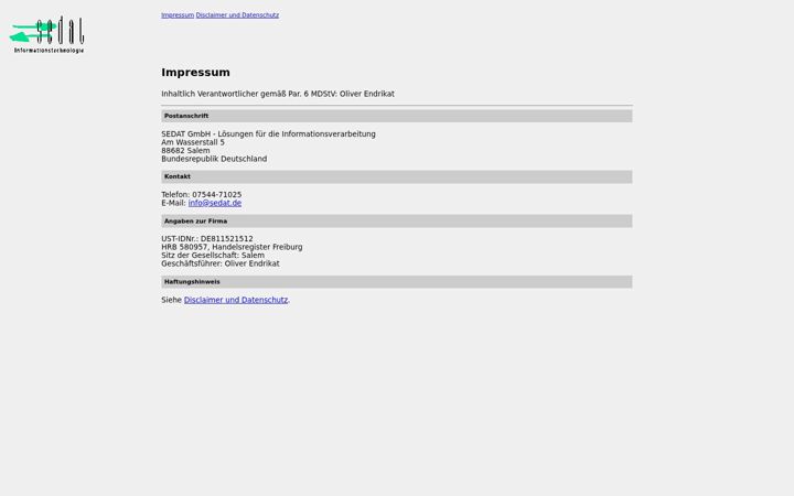 Screenshot of sedat.de