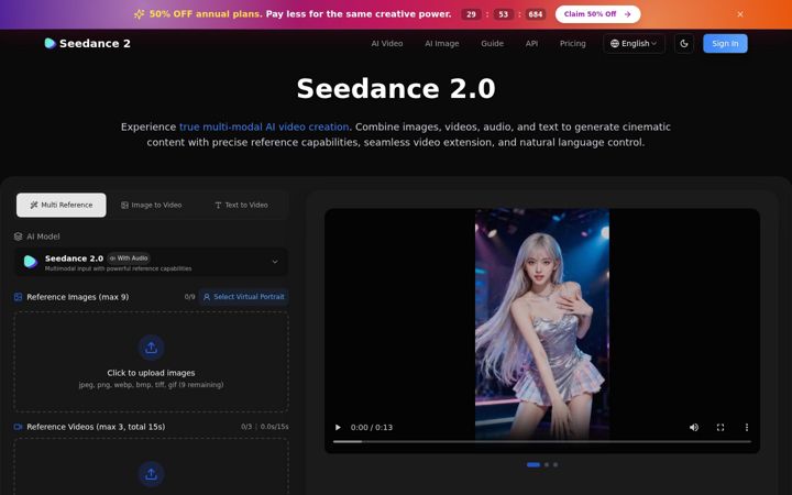Posnetek zaslona seedance2.ai