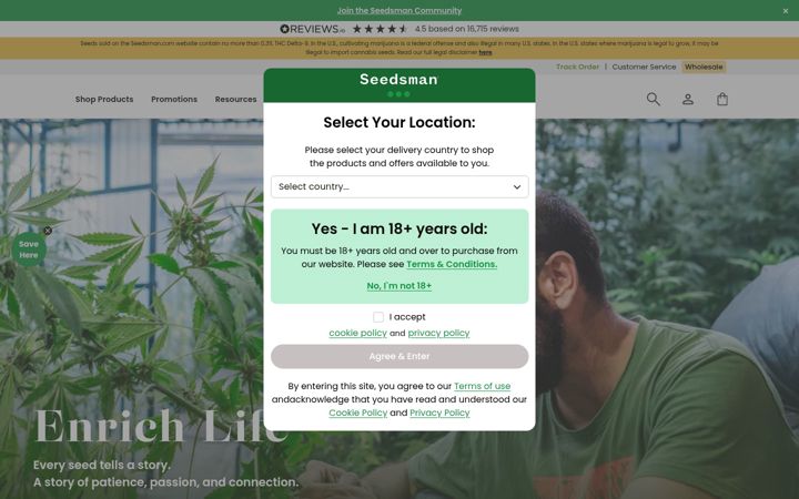 Screenshot of seedsman.com
