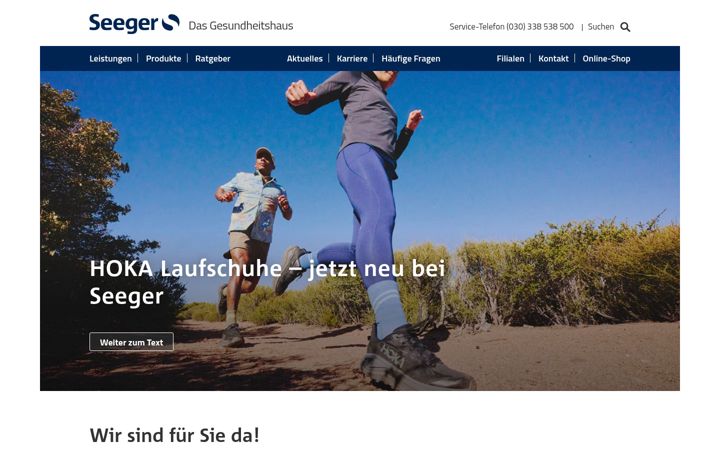 Snímek obrazovky seeger-gesundheit.de