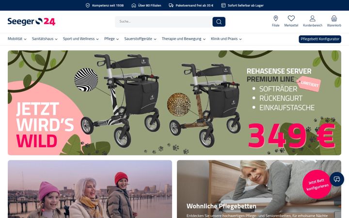 Snímek obrazovky seeger24.de