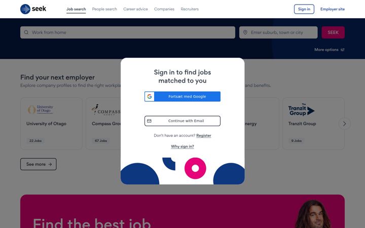 Screenshot of seek.co.nz