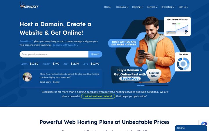 Screenshot of seekahost.com