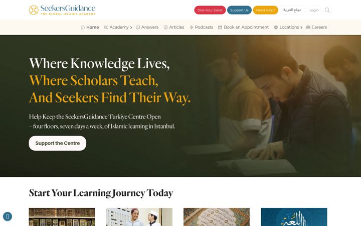 Screenshot of seekersguidance.org