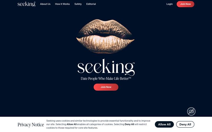 Captura de ecrã de seeking.com