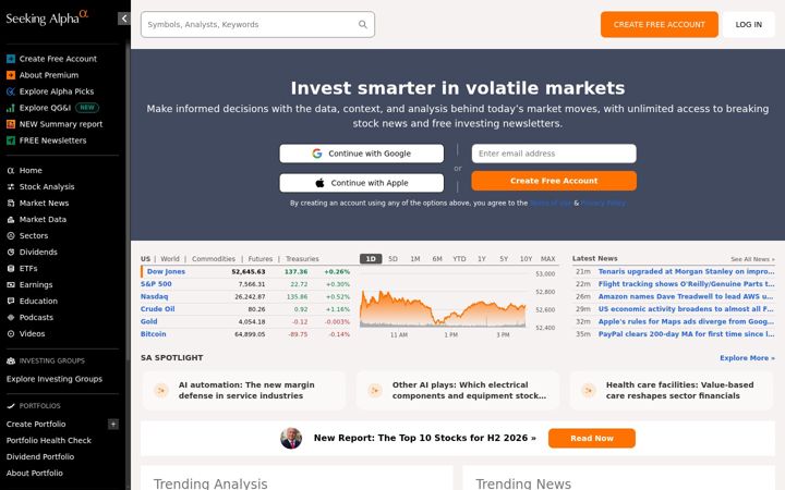 Screenshot ta' seekingalpha.com
